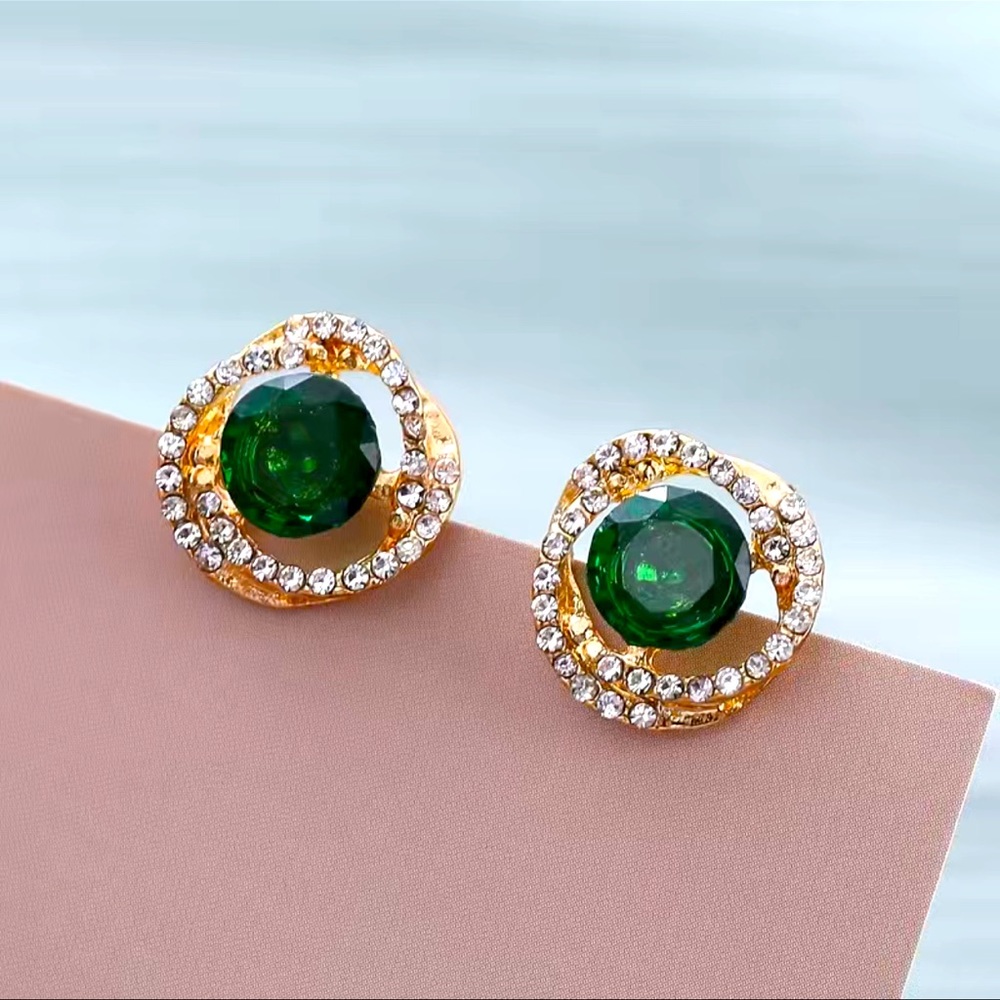 NEW Elegant Sapphire Gold 18k plated Geometrical Stud Earrings